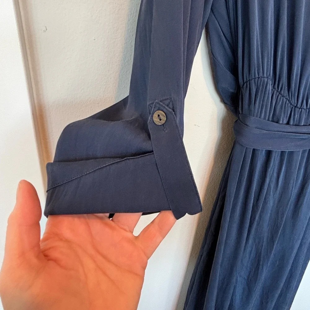 Alice + Olivia Deep Blue Long Sleeve Silk Dress 212 - Picture 8 of 9